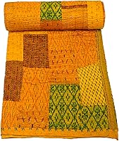 Vista 14 de Marubhumi Colcha india hecha a mano de seda india Sari Kantha acolchado patchwork (negro, individual (60 x 90 pulgadas)