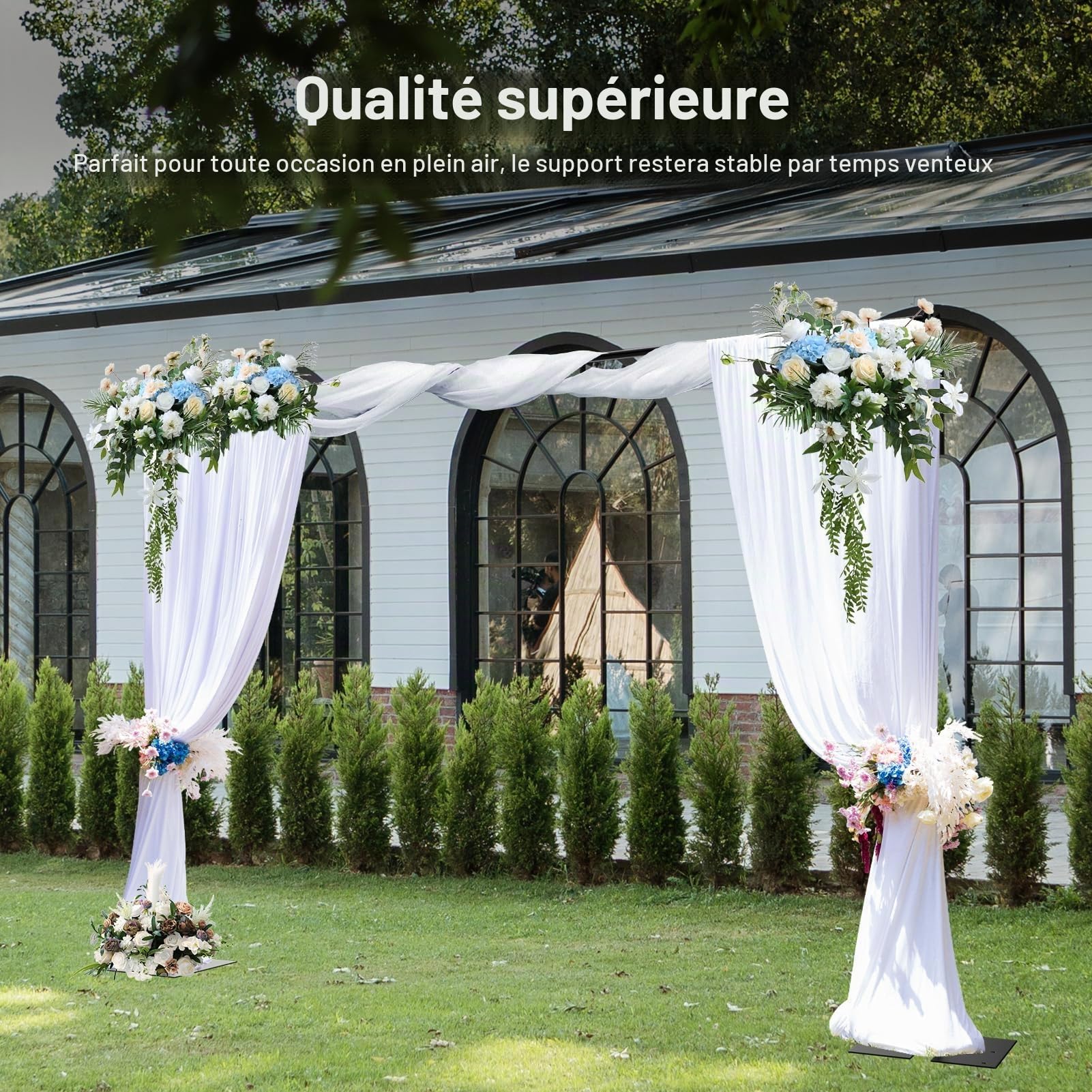 EMART Support Toile de Fond Photo 3 x 3,6 m avec Base en Acier Métallique pour Photographie, Vidéo, Studio, Mariage, Fête