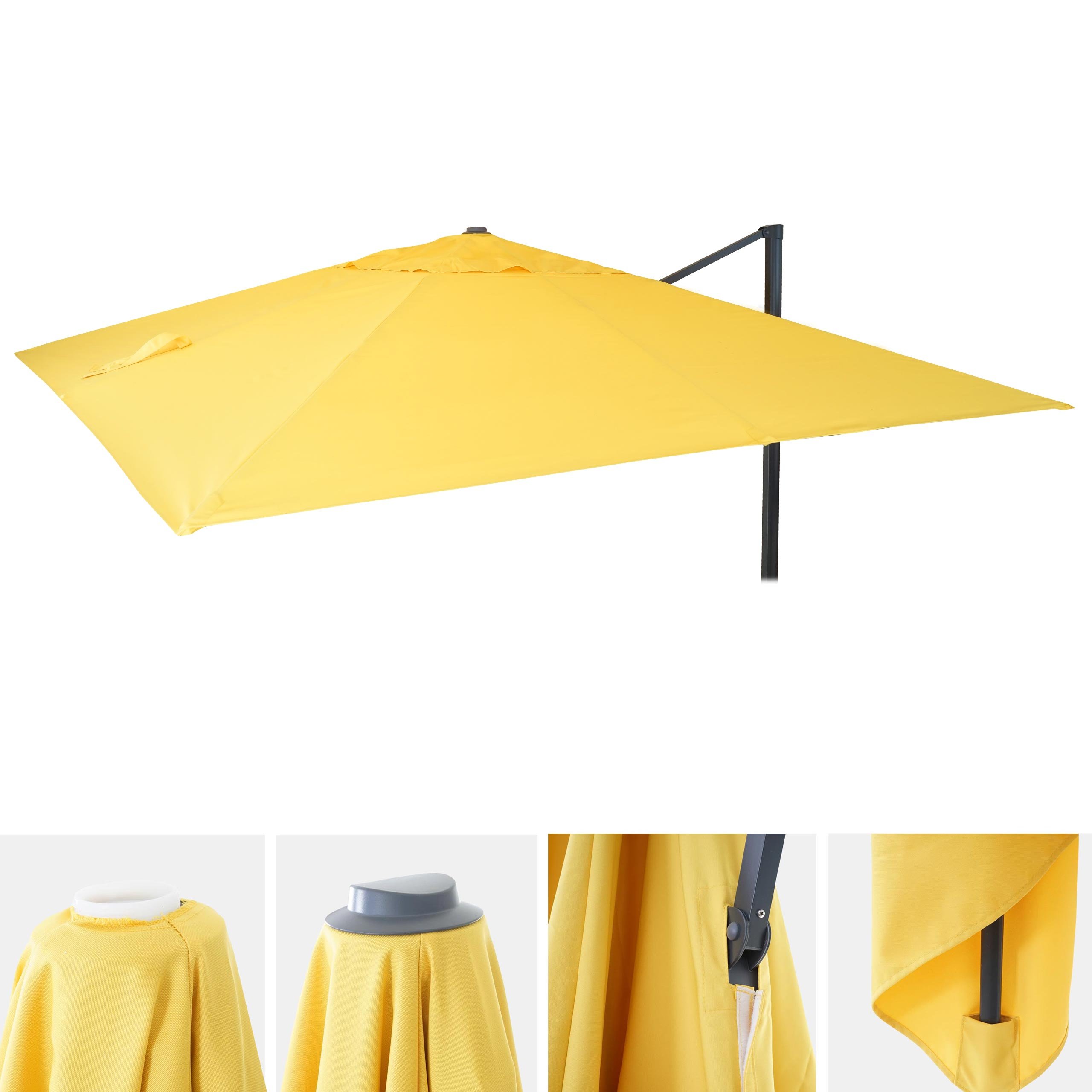 Mendler Toile pour Parasol de Luxe HWC-A96, 3,5x3,5m (Ø4,95m) 4kg - Jaune