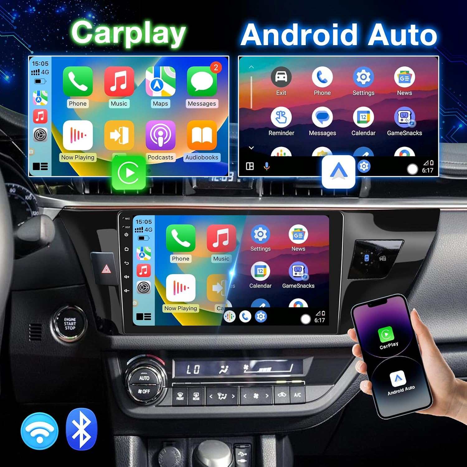 BINIZE Android 13 Car Stereo Radio Head Unit Compatible with Toyota Corolla 2014 2015 2016 Wireless Carplay&Android Auto, 10 Inch Touchscreen Bluetooth Navigation,FM Radio,Mirror Link,Backup Camera