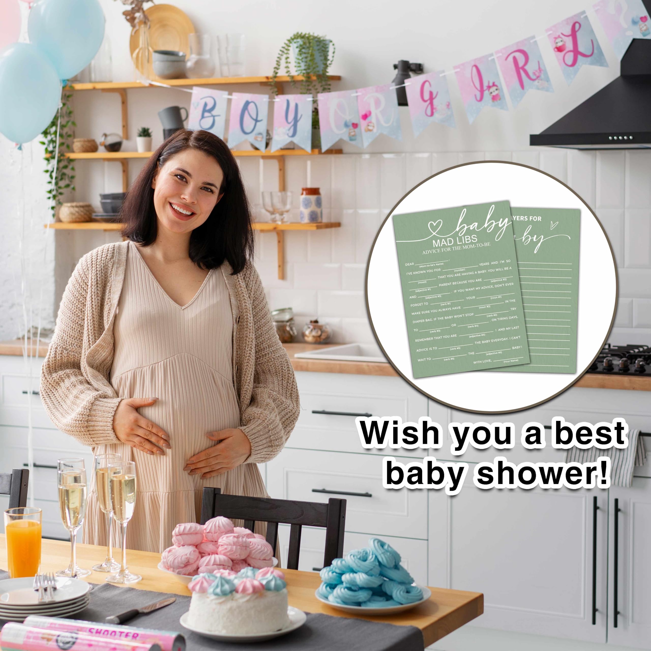 Baby Shower Mad Libs Cards - 5x7 Advice & Prayer Cards For Gender Reveal - Fill-in Game For Boy Or Girl Parties