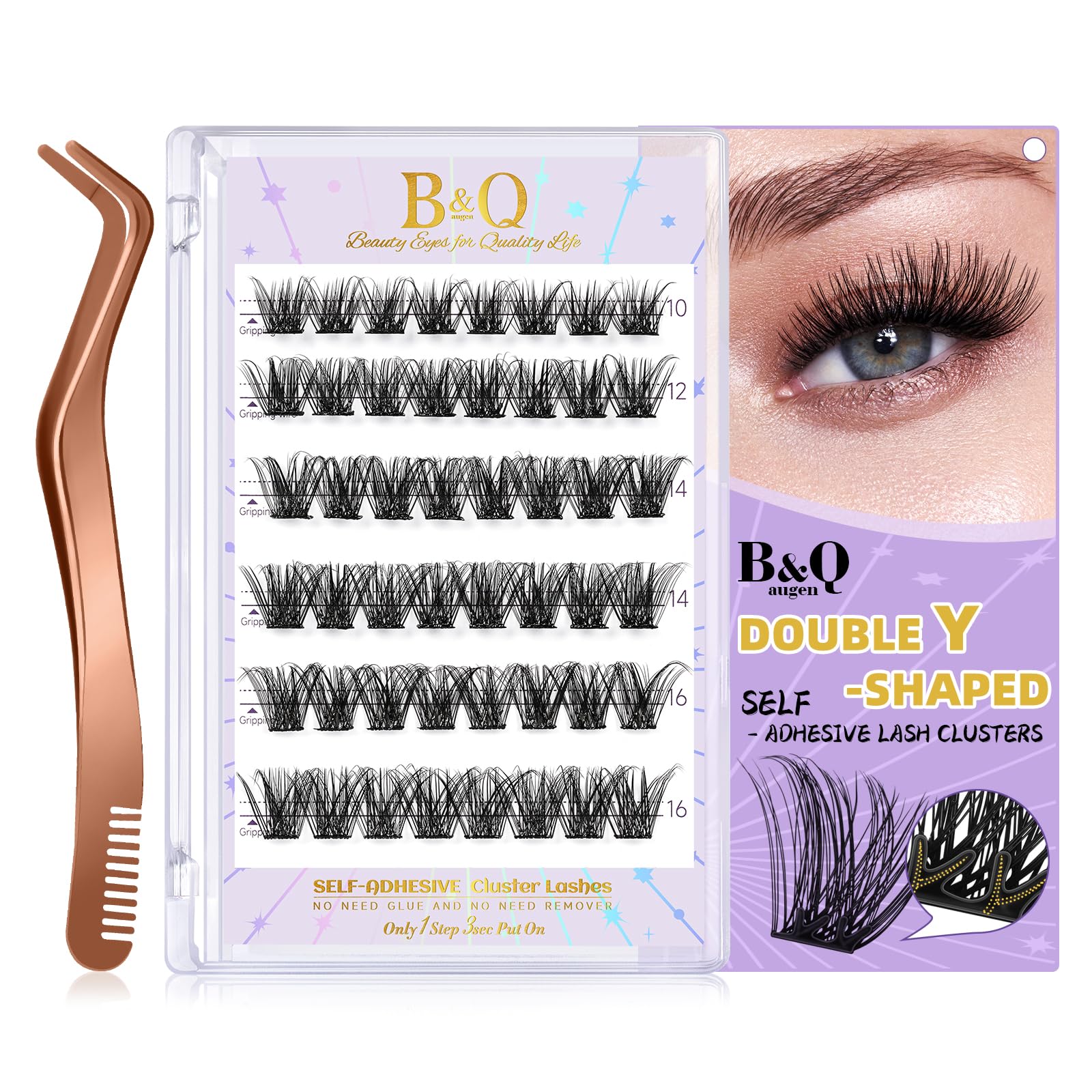 Lash Clusters Self-Adhesive 96 PCS Individual Lashes B&Q Eyelash Clusters Wispy Lashes Extension Natural Volume Cluster Lashes Fluffy Eyelashes Extension DIY at Home(SA04,D-8-16MIX)
