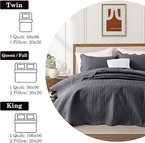 Vista 32 de IR Imperial Rooms - Juego de colcha individual (68 x 86 pulgadas) + 1 funda de almohada (20 x 26 + 2 pulgadas), 2 piezas, ligera, reversible