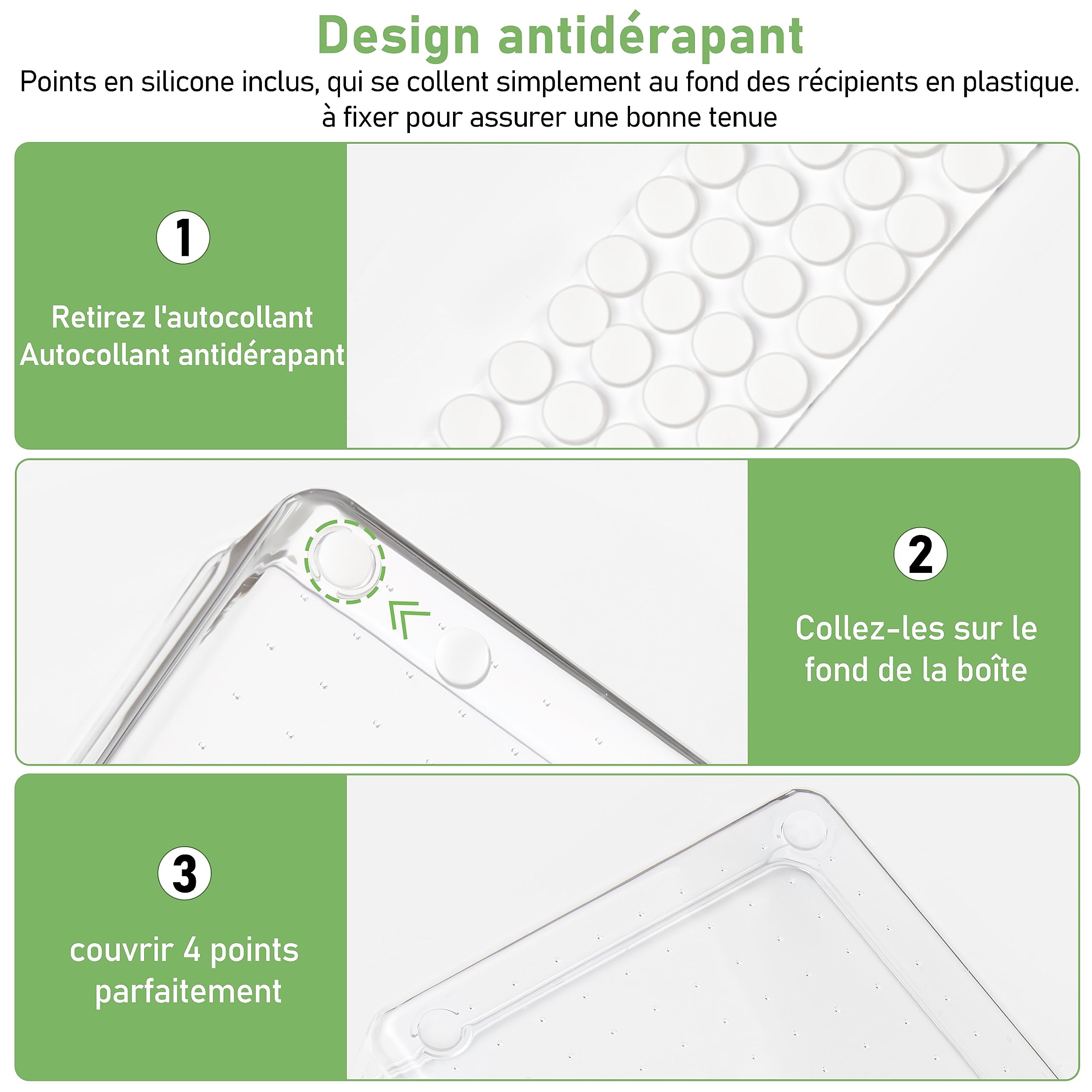 Lot de 8 Organisateur Tiroir Salle de Bain, Grande Taille 23cm, Boite Rangement Plastique Tiroir Cuisine Transparent, Rangement Coiffeuse Tiroirs pour Maquillage, Couverts, Bureau Organiseur de Tiroir