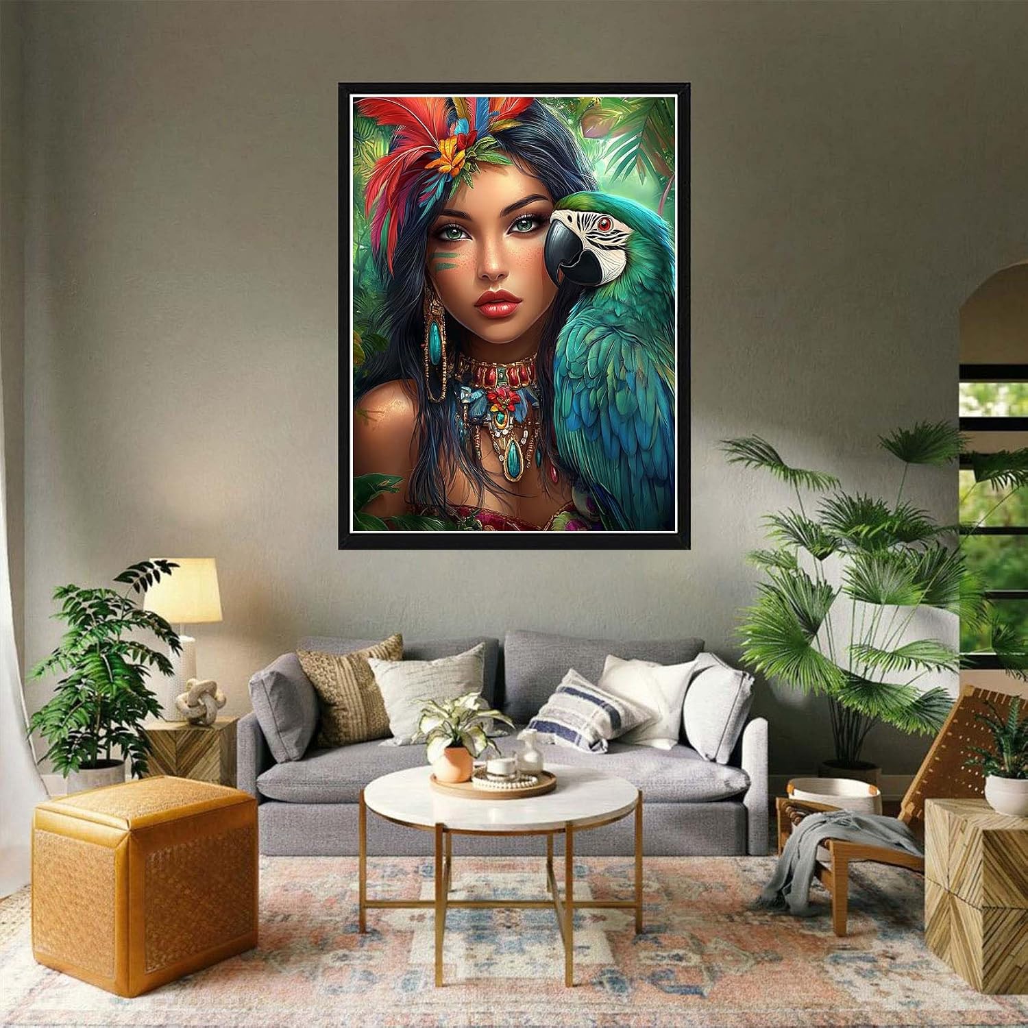 VAIIEYO 5D DIY Diamond Art Kits for Adults Woman, Diamond Painting Parrot, Diamond Art Full Drill Round Rhinestone Craft Canvas for Home Wall Decor Gift 12x16 inch-62 image 4