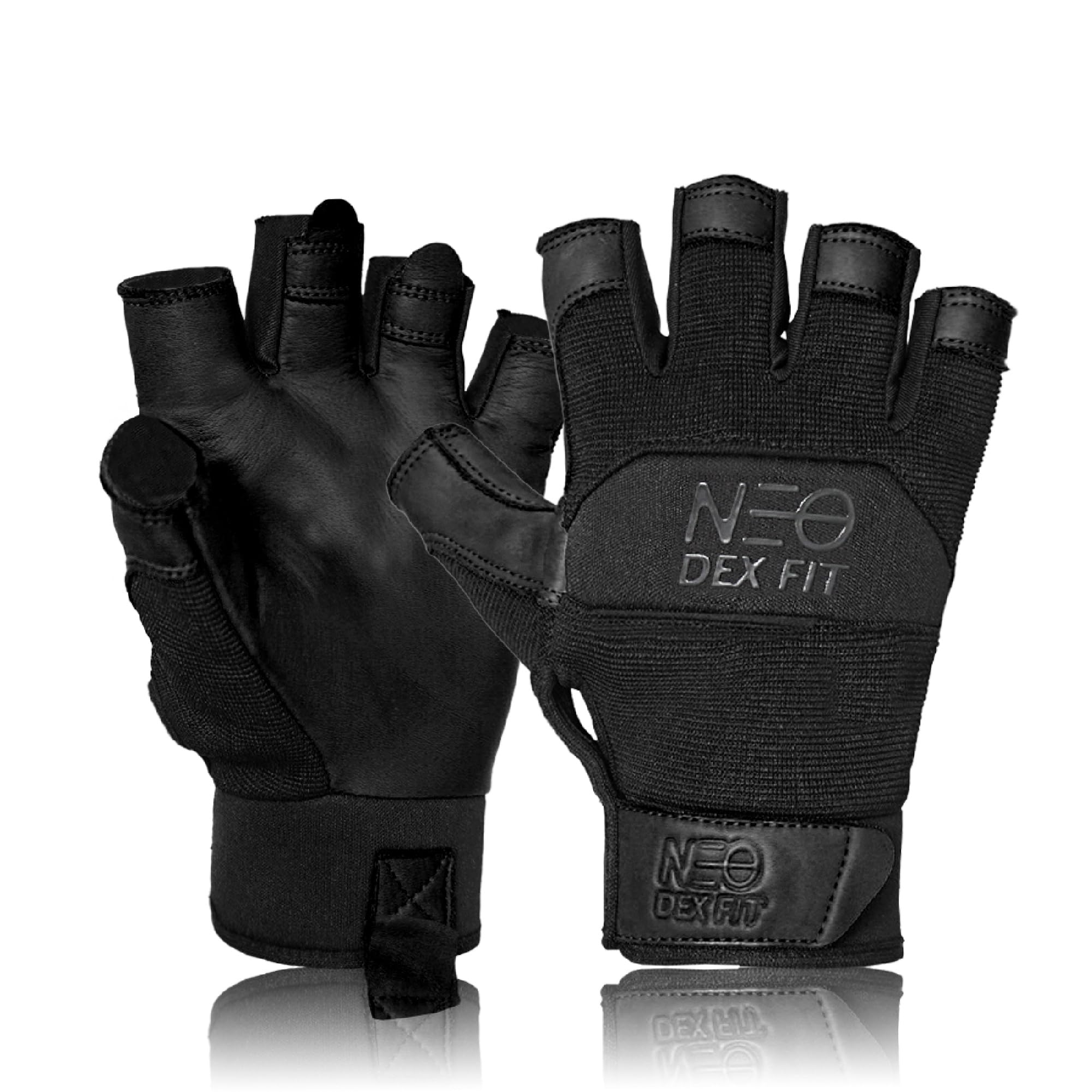 DEX FIT MG210P Fingerless Mechanic Work Gloves, Waterproof Cowhide