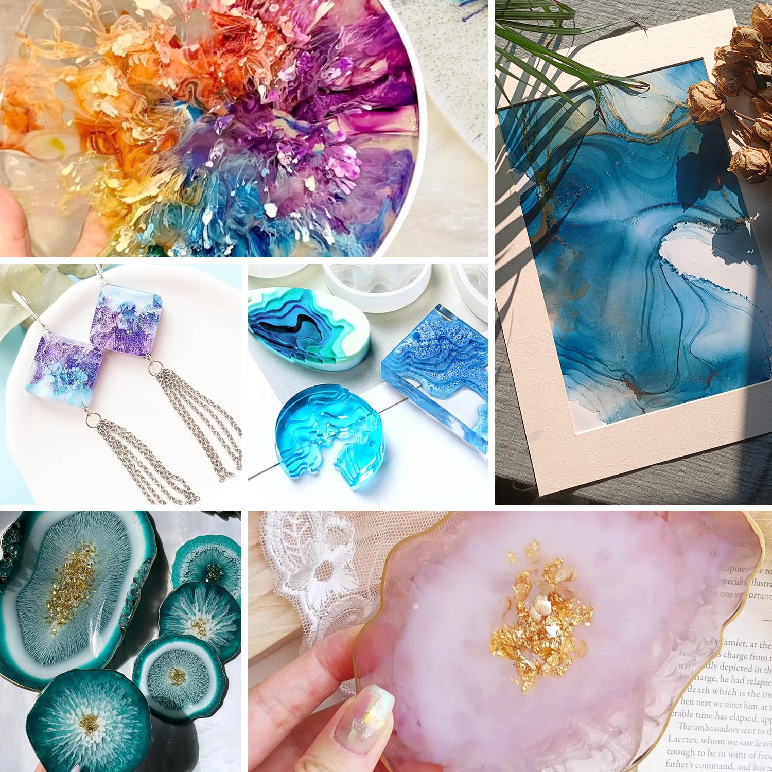 Vernice per Resina Epossidica - 43 Colori Vivaci (12 Metallizzati, 7 Fluorescenti, 24 Normali) - 45 flaconi di Pigmenti Liquidi per epoxy Resin, Gesso GC-AK45