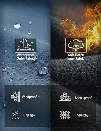 Miniatura 5 de Pantalones de senderismo impermeables para hombre, con forro polar, con aislamiento softshell, snowboard, trabajo al aire libre, cremallera, pierna