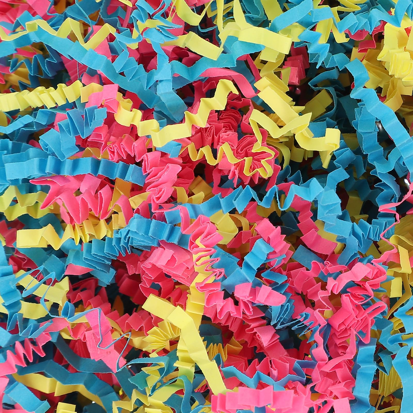 PATIKIL 3.5 oz Crinkle Cut Paper, Shred Packing Grass Cushion Paper Streamer for Wedding Birthday Engagement Christmas Craft Gift Boxes Bags Basket Filler, Yellow/Rose Red/Lake Blue