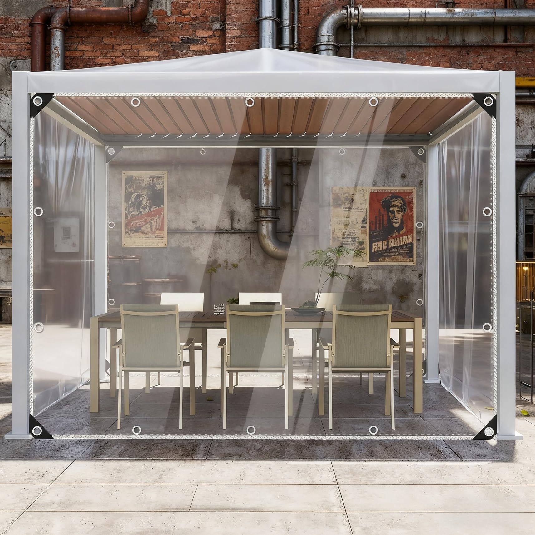 Lona transparente para exteriores e invierno ideal para proteger tus muebles de jardín de la lluvia