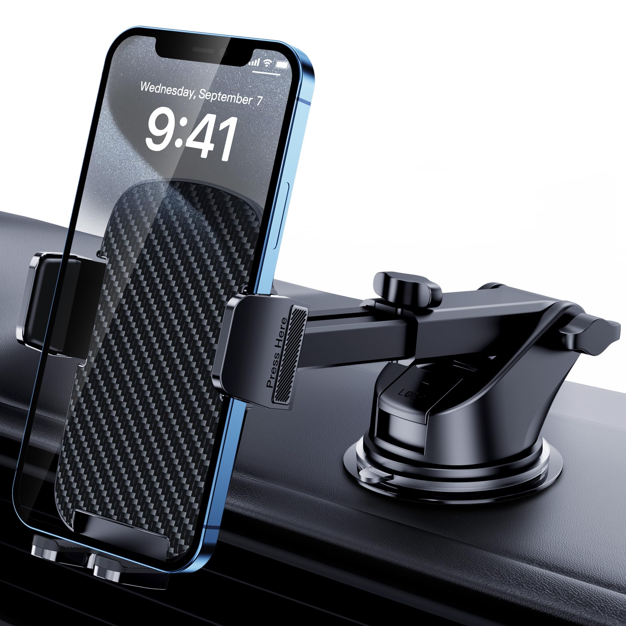 GUWEZ Phone Holders for Your Car Phone Stand for Car Phones Mount [Super Stable] Automobile Dashboard Windshield Cell Mount for iPhone Smartphone