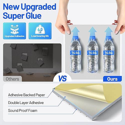 Miniatura 3 de Paquete de 12 paneles de espuma piramidales a prueba de sonido para paredes con paneles acústicos de alta densidad autoadhesivos actualizados de 2 x