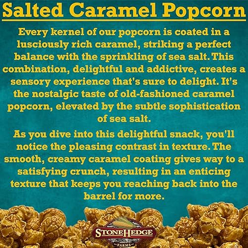 Miniatura 4 de StoneHedge Farms Palomitas de maíz gourmet  Deliciosamente antiguas de 32 onzas. Bañera alta!  Fabricado en los Estados Unidos (caramelo salado)