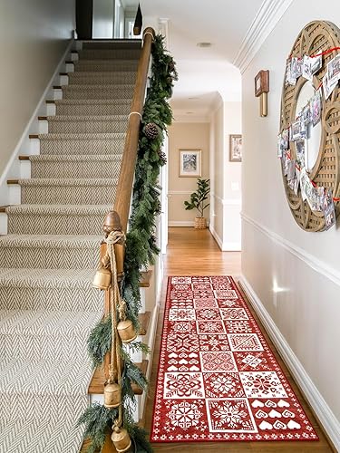 Miniatura 7 de Seavish Alfombra de pasillo de cocina de Navidad de 2 x 6 pies, antideslizante, lavable, suave, para interiores, entrada, baño, lavandería,