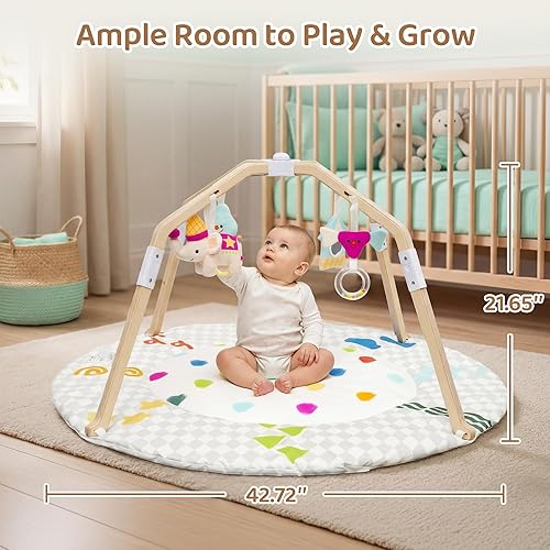 Miniatura 7 de Bella's Friends Tapete de gimnasio para bebé, tapete de actividad para bebé para suelo con 4 juguetes sensoriales desmontables, alfombrilla de