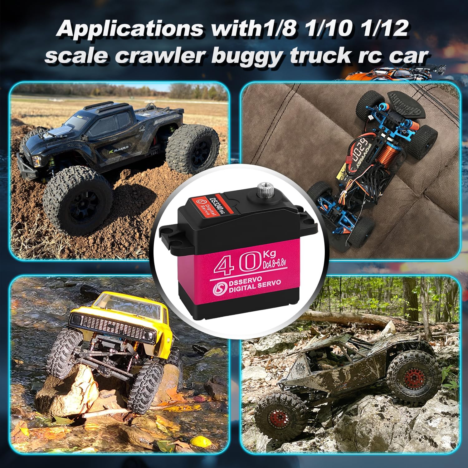 Servo digitale ad alta coppia, 40 kg, parti RC per auto RC in scala 1/10, 4x4, 4x4, VXL, TRX-4, SCX10 III, Everest-10, sterzo RC Servo impermeabile (2 pezzi, 40 kg-270 gradi)