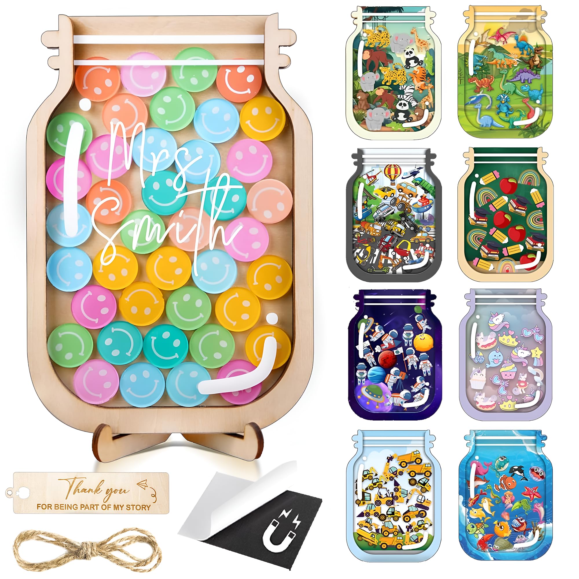 Personalized Full Token Magnetic Reward Jar for Kids Toddler Chart Positive Classroom Behavior Management Training Tools Reward System Back Day School Gifts for Boy Girl Children Teacher