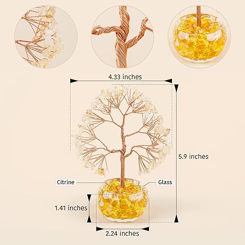 Miniatura 4 de ZenBless Árbol de dinero de cristal curativo de citrino, árbol de 7 chakras, árbol de la vida, cristales falsos, árbol bonsái, Feng Shui, Reiki,