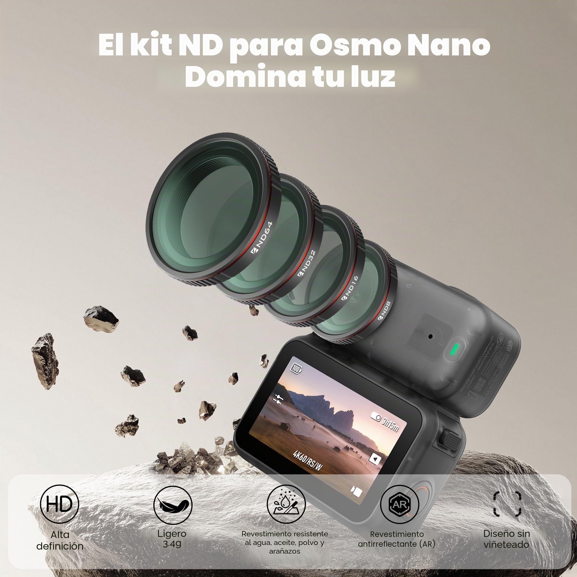 Freewell Kit de Filtro de día estándar para filtros dji Osmo Nano | ND8, ND16, ND32 y ND64