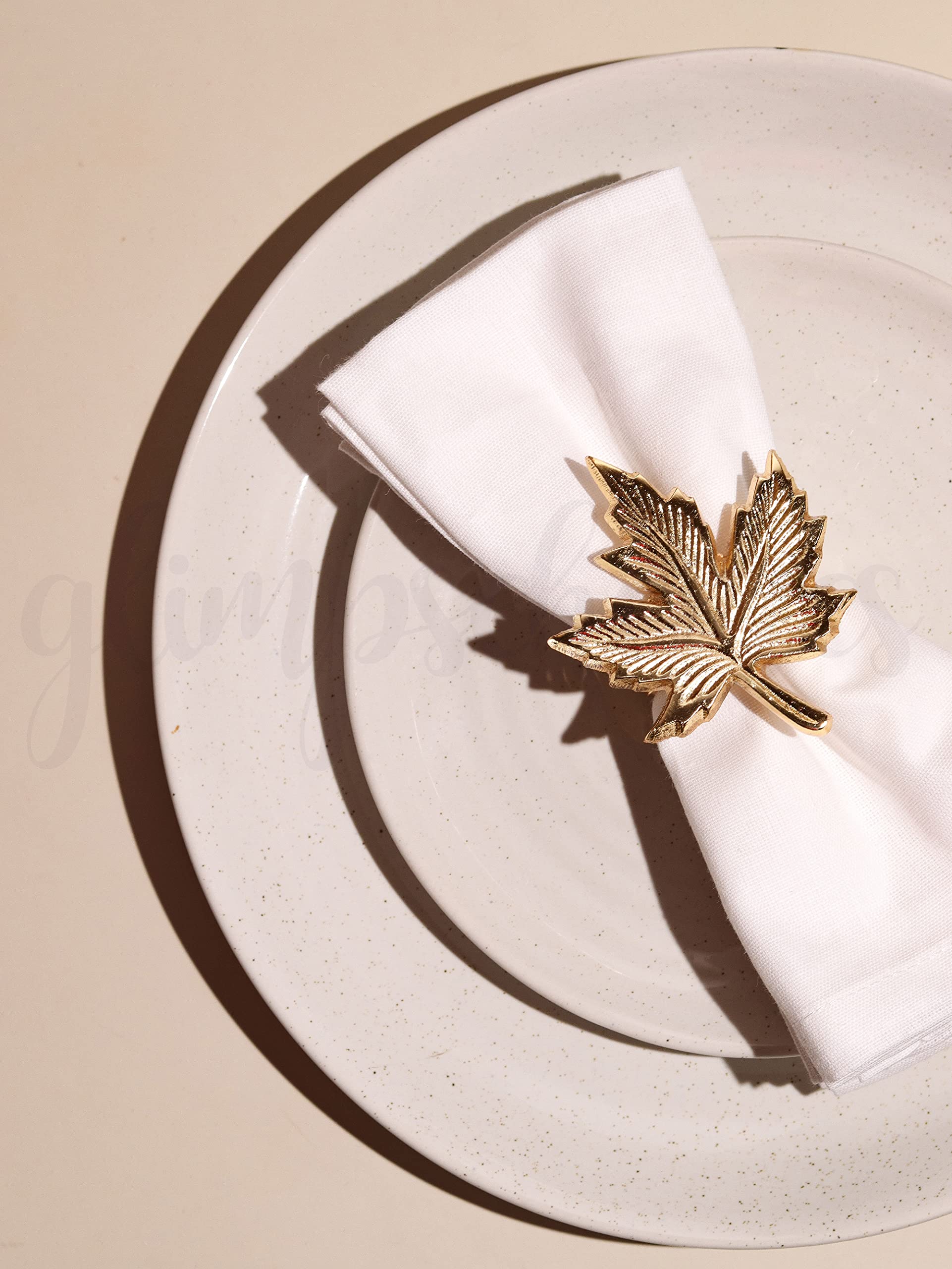 Glimpse Homes Elegant Napkin Rings for Dining Table, Maple Leaf (12) 3