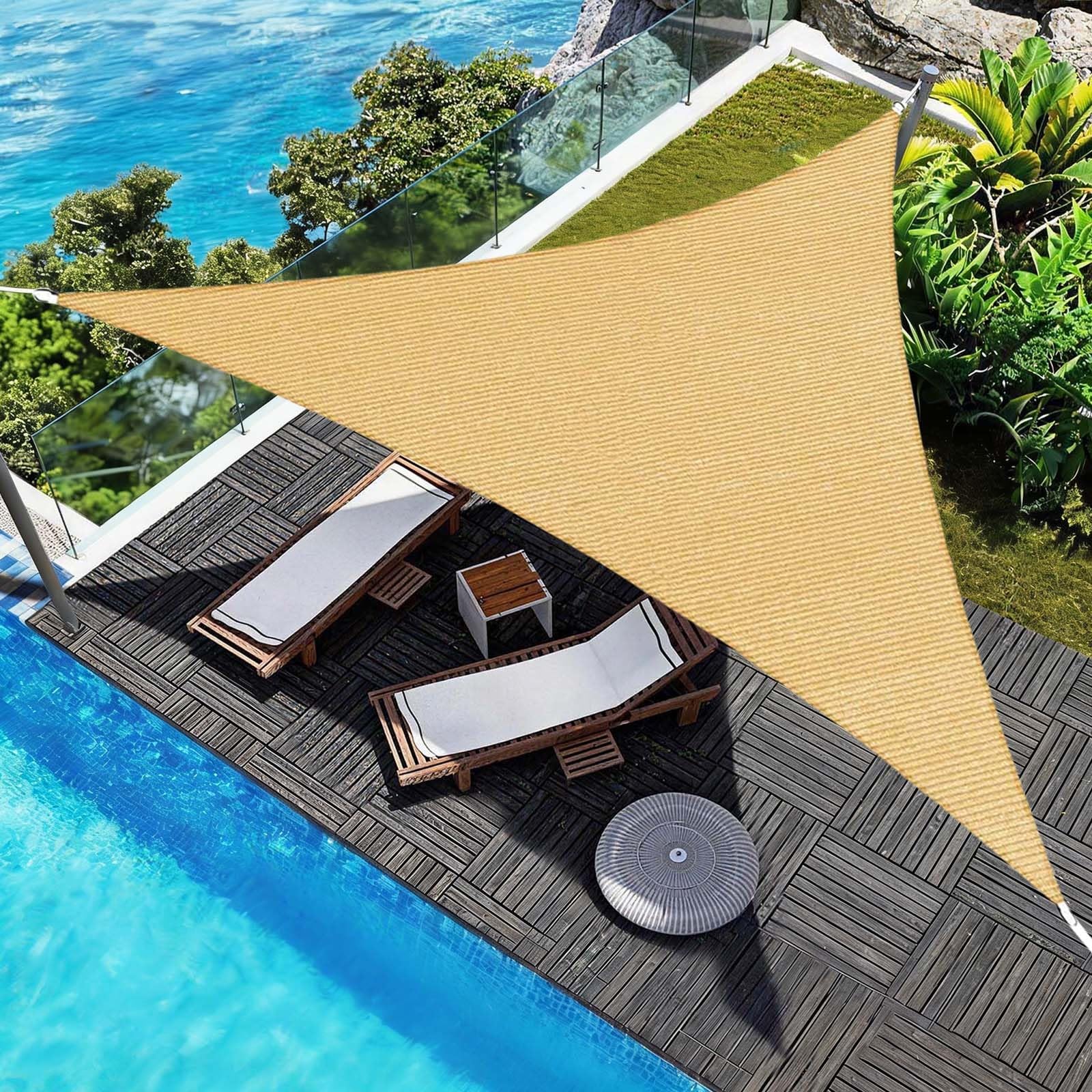 Żagiel Przeciwsłoneczny 195 x 195 x 195 cm HDPE Z 90% Filtrem Uv, Oddychająca, Z Luźną Liną Trójkątny Żagiel Przeciwsłoneczny, Zadaszenie Zewnętrzne Na Patio, Podwórko, Żółty