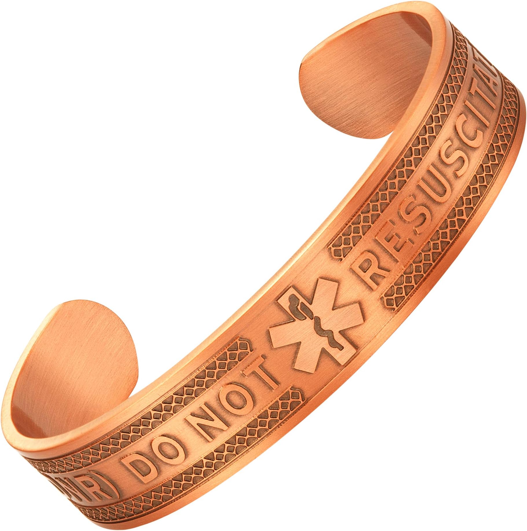 DNR Do Not Resuscitate Pure Copper Medical Alert ID Bangle Bracelet for Men and Women with Free Medical Card