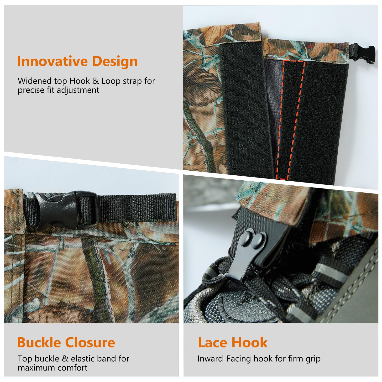 BASSDASH Guêtres de chasse imperméables avec cou-de-pied remplaçables, légères et respirantes pour la randonnée, le trekking, la pêche