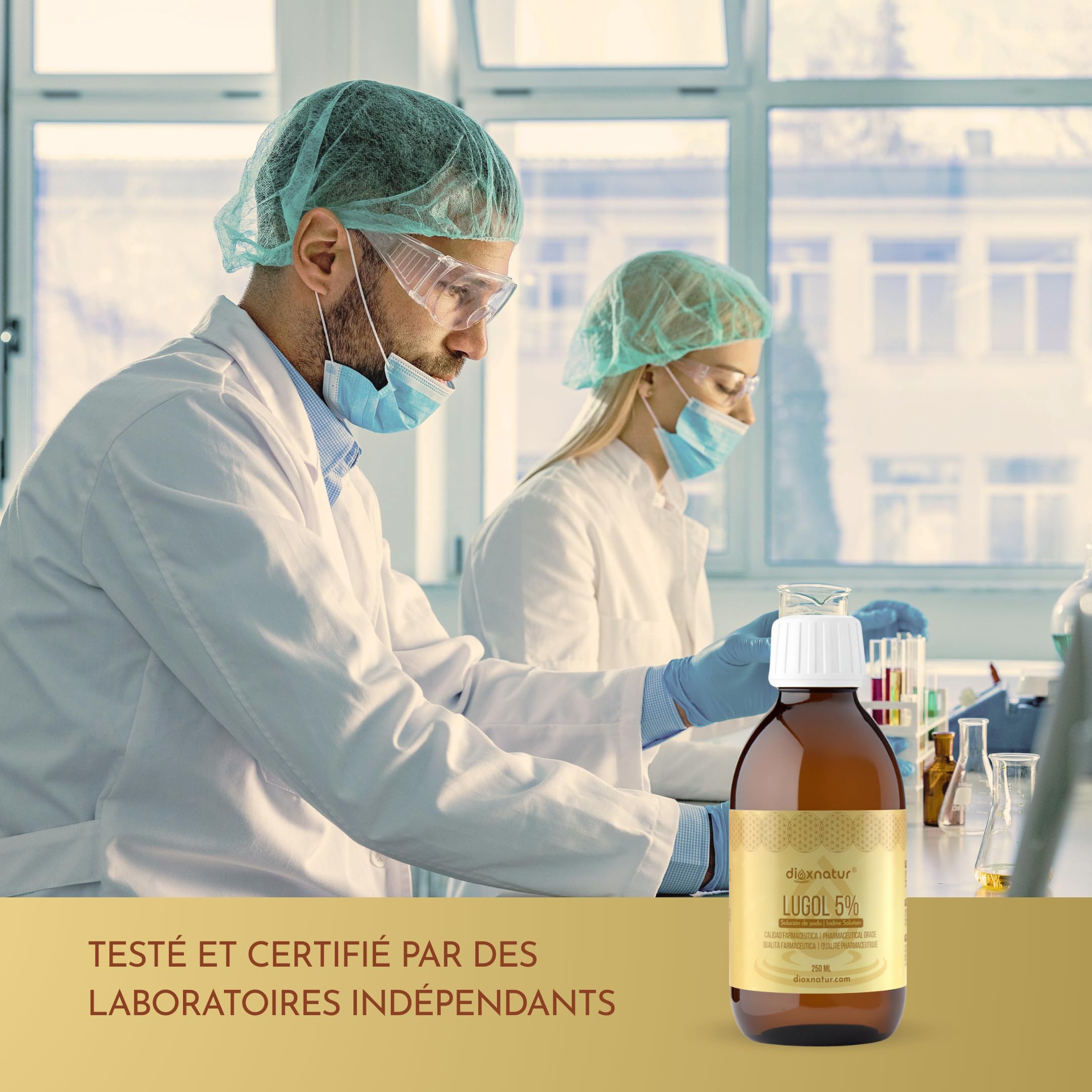 Solution de lugol 5 % qualité pharmaceutique 250 ml | Gouttes d'iode liquide et d'iodure de potassium avec pipette doseuse précise