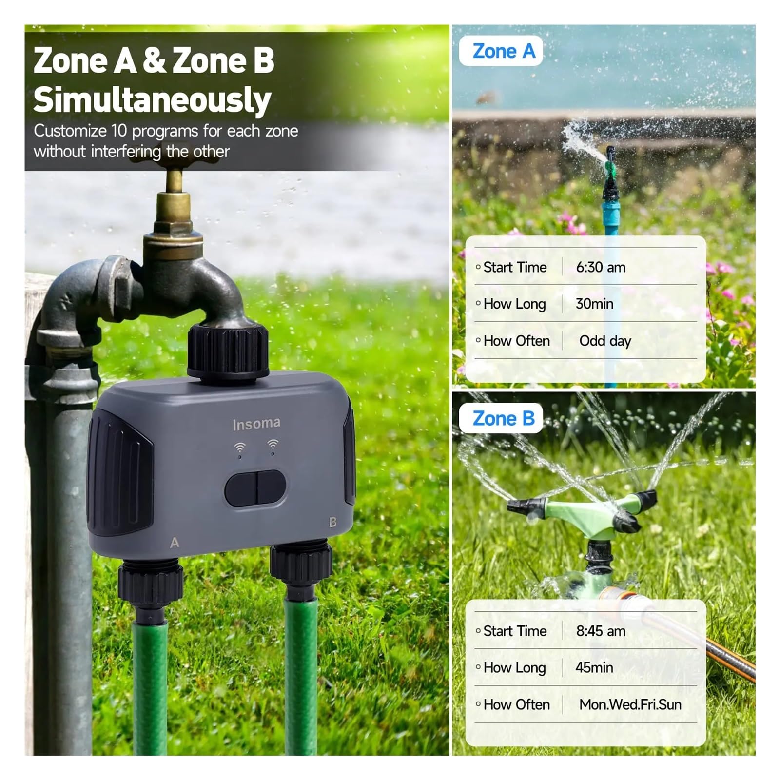 Automatic Water Timer With Wifi Hube 2-Outlet Garden Irrigation Watering System Sprinkler Programmer Tools(BSPT-EU)