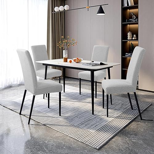 Miniatura 2 de Juego de 6 fundas para sillas de comedor, fundas para sillas Parsons de jacquard elástico, fundas para sillas Parsons, extraíbles y lavables, fundas