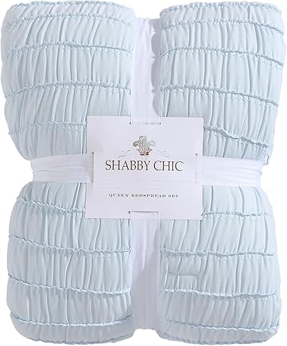 Miniatura 8 de Shabby Chic - Colcha matrimonial, ropa de cama de algodón suave con fundas a juego, decoración del hogar bellamente drapeada para todas las