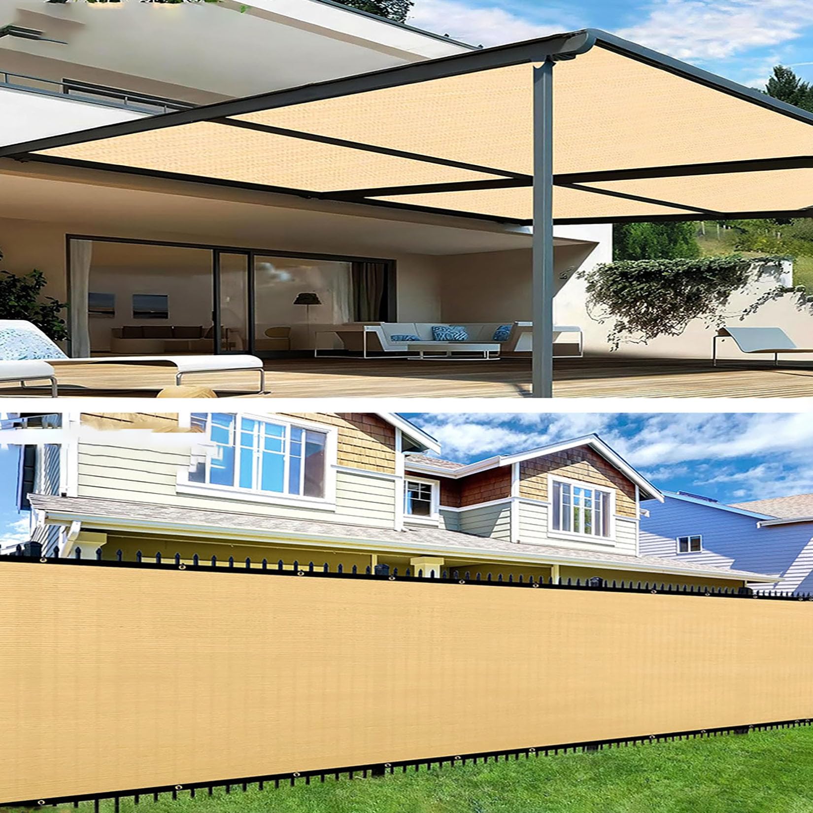 Mallas de Sombreo Jardin,Malla Sombra - Red de sombreado con Ojales Red de sombreado Duradera 90% de protección UV para protección Solar en Balcones, Jardines, invernaderos y terrazas 3X6m