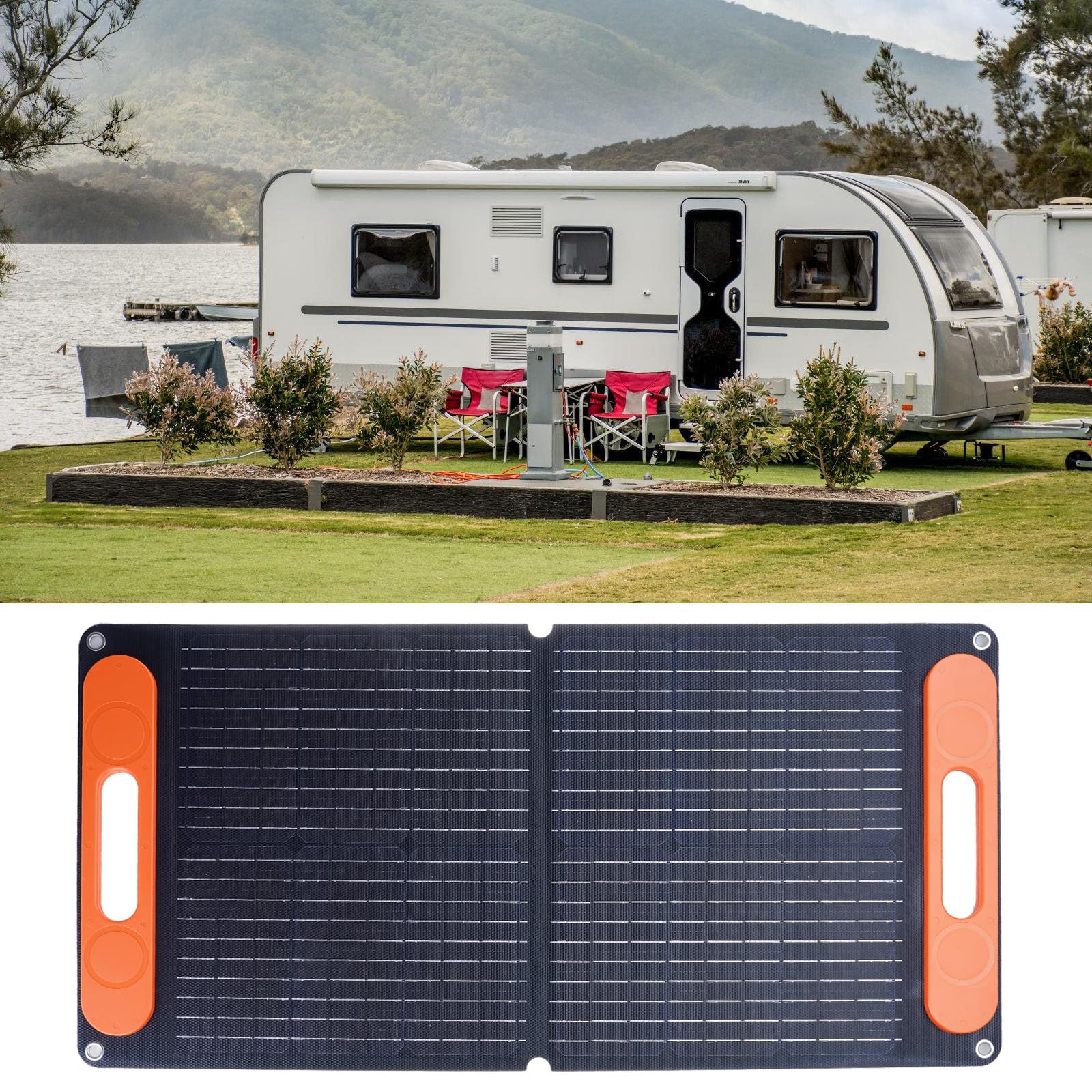 Amazon.co.jp: 高効率 80W 折りたたみ式ソーラーパネル 持ち運び簡単