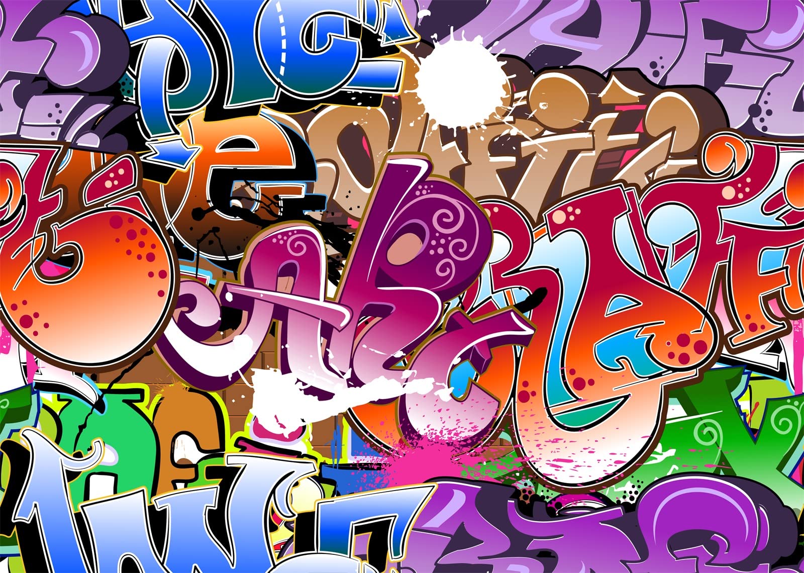 BELECO Graffiti Photography Backdrop Fabric 7x5ft Graffiti Music Hip Hop Backdrop Cool 80s 90s' Themed Party Decorations Birthday Background Abstract
