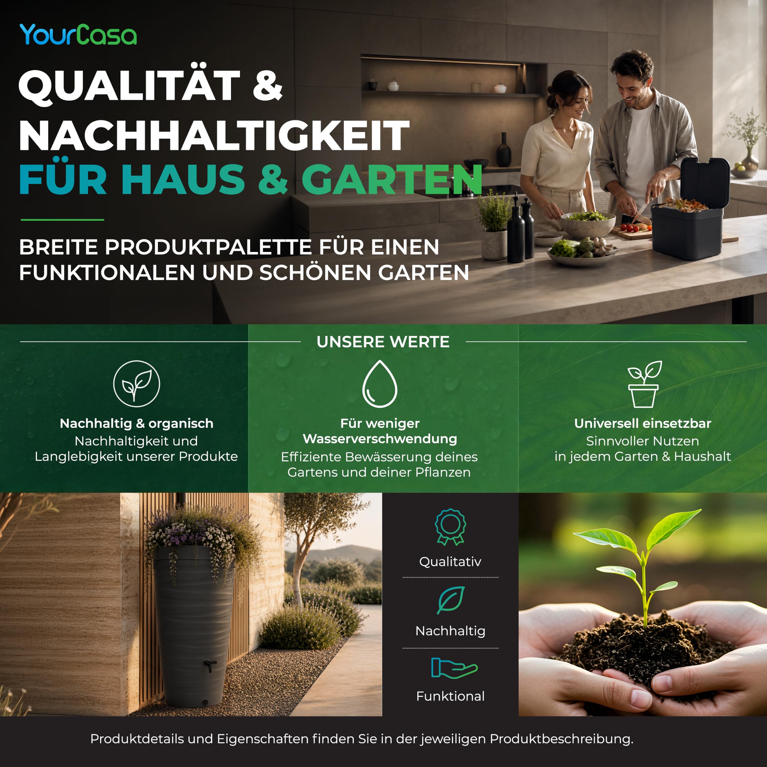 YourCasa Regentonne Eckig 350 Liter [Aqua Silo] XXL Regenfass mit Öffnung und Deckel - platzsparende Form - Frostsicher aus Kunststoff - Regenwassertonne - Regenwassertank Garten Schmal (Anthrazit)