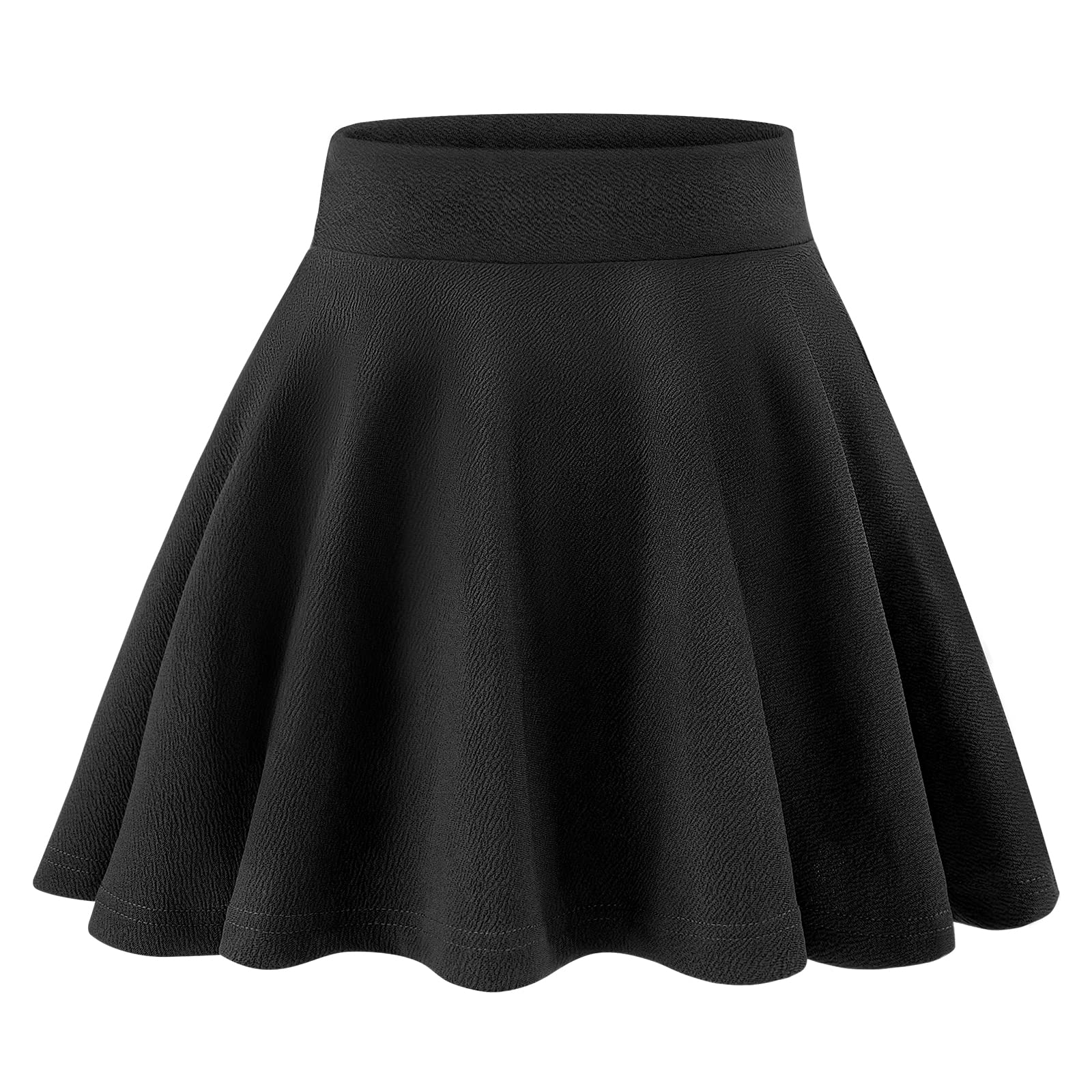 KEREDA Girls Casual Mini High Waist Stretchy Flared Pleated Skater Uniform Skirts