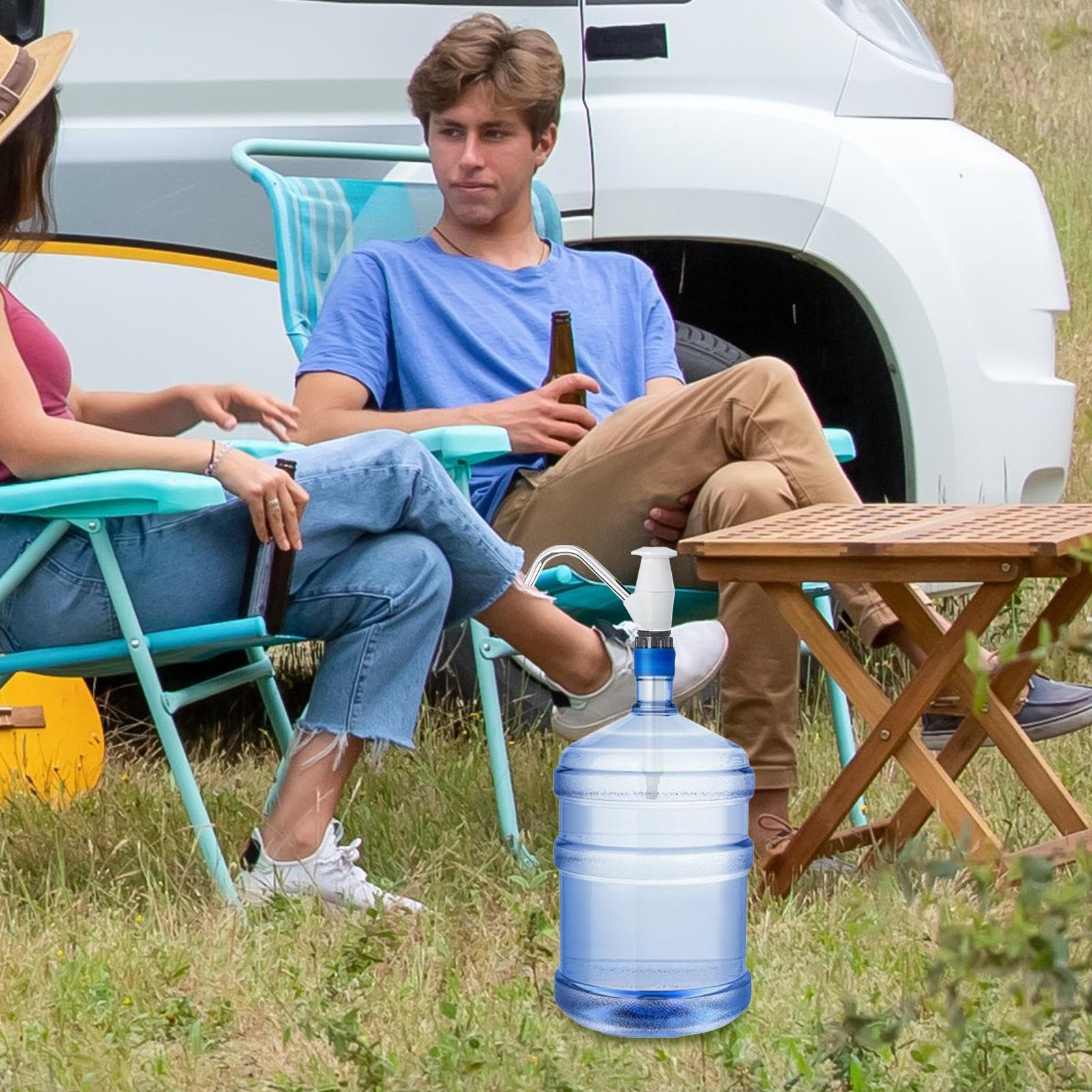 Bomba De Agua Manual para Camping - Bomba De Grifo Portátil Ligera para Botella, Tienda Remolque | Accesorio Práctico para Campamento, Senderismo, Viajes, Uso Exterior