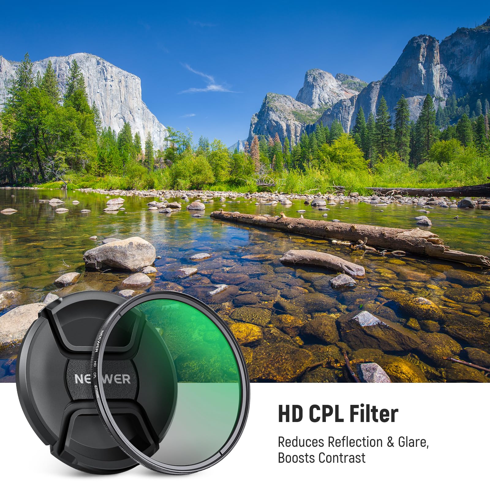 NEEWER Filtr CPL 67 mm z osłoną obiektywu, ultra cienki okrągły filtr polaryzacyjny, nanopowłoka, szkło optyczne HD do obiektywu aparatu, zmniejsza odbicie i odblaski zwiększa kontrast