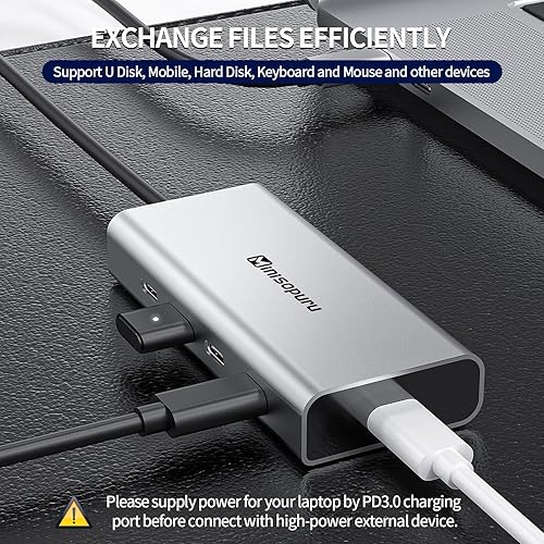 Miniatura 6 de Minisopuru Hub USB C  Adaptador multipuerto USB C Hub de 10 Gbps para laptop, entrega de energía USB C Hub con PD de 100 W (no compatible con