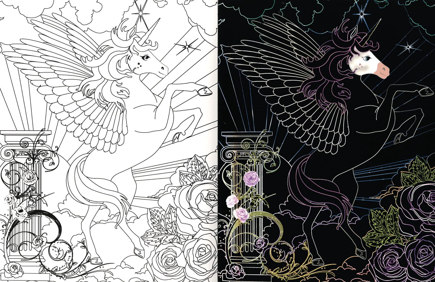Unicorns. Dibuixos per a rascar i pintar
