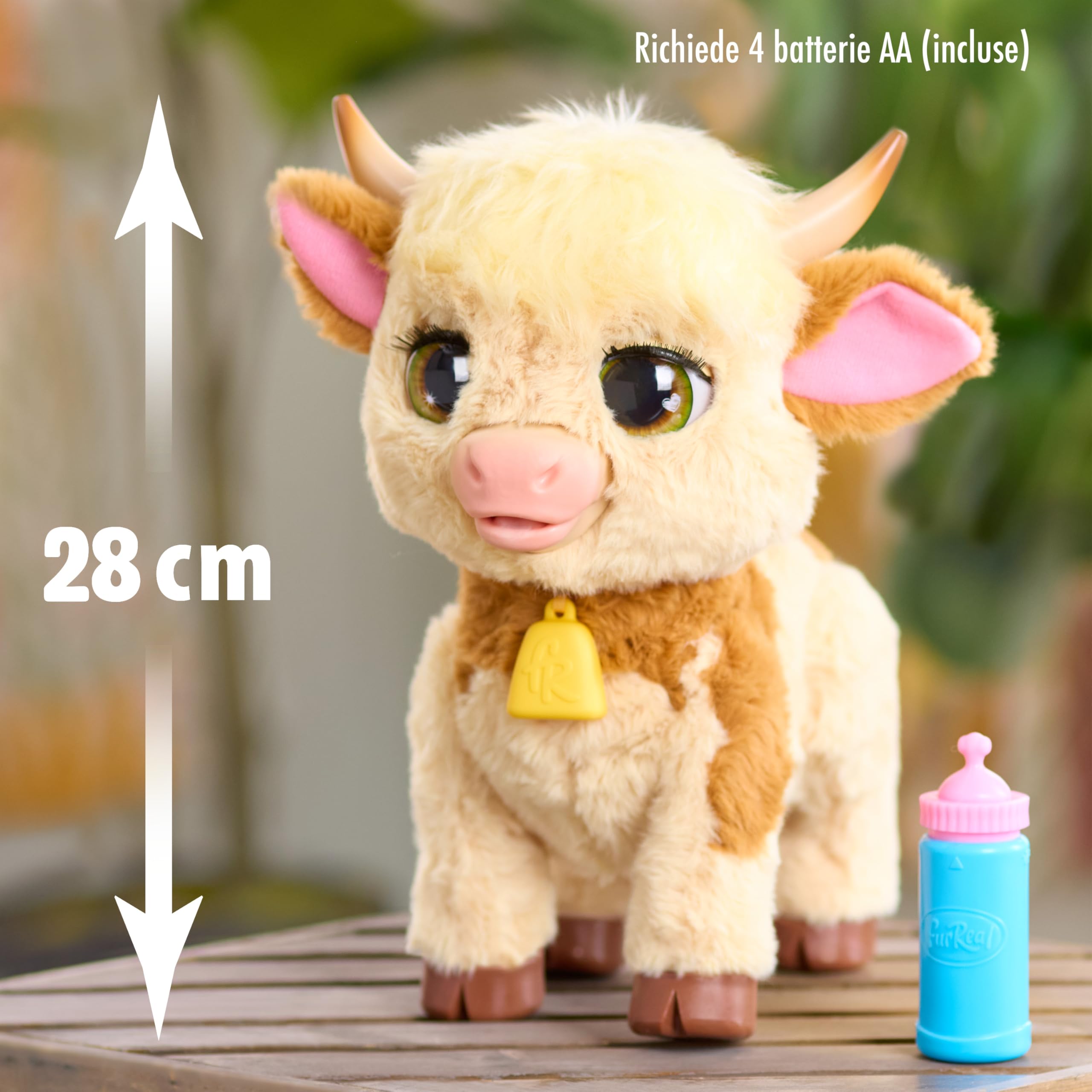 Just Play Giocattolo interattivo furReal Maggie The Feed & Follow Cow da 27,9 cm, oltre 50 suoni e reazioni, peluche, giocattoli per bambini dai 4 anni