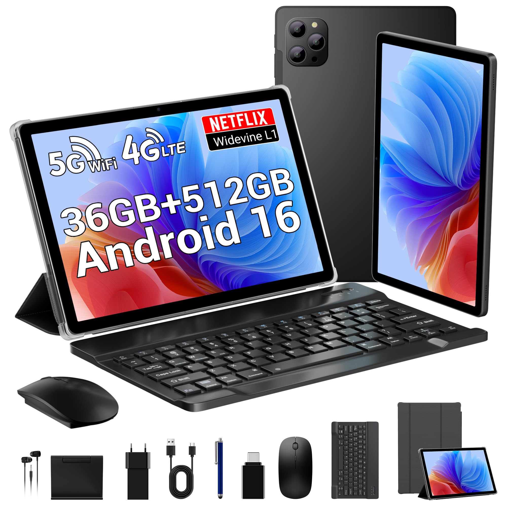 GAMORZE Android 16 Tablet 11 INCH 36GB+512GB ROM /2TB TF,Octa-Core