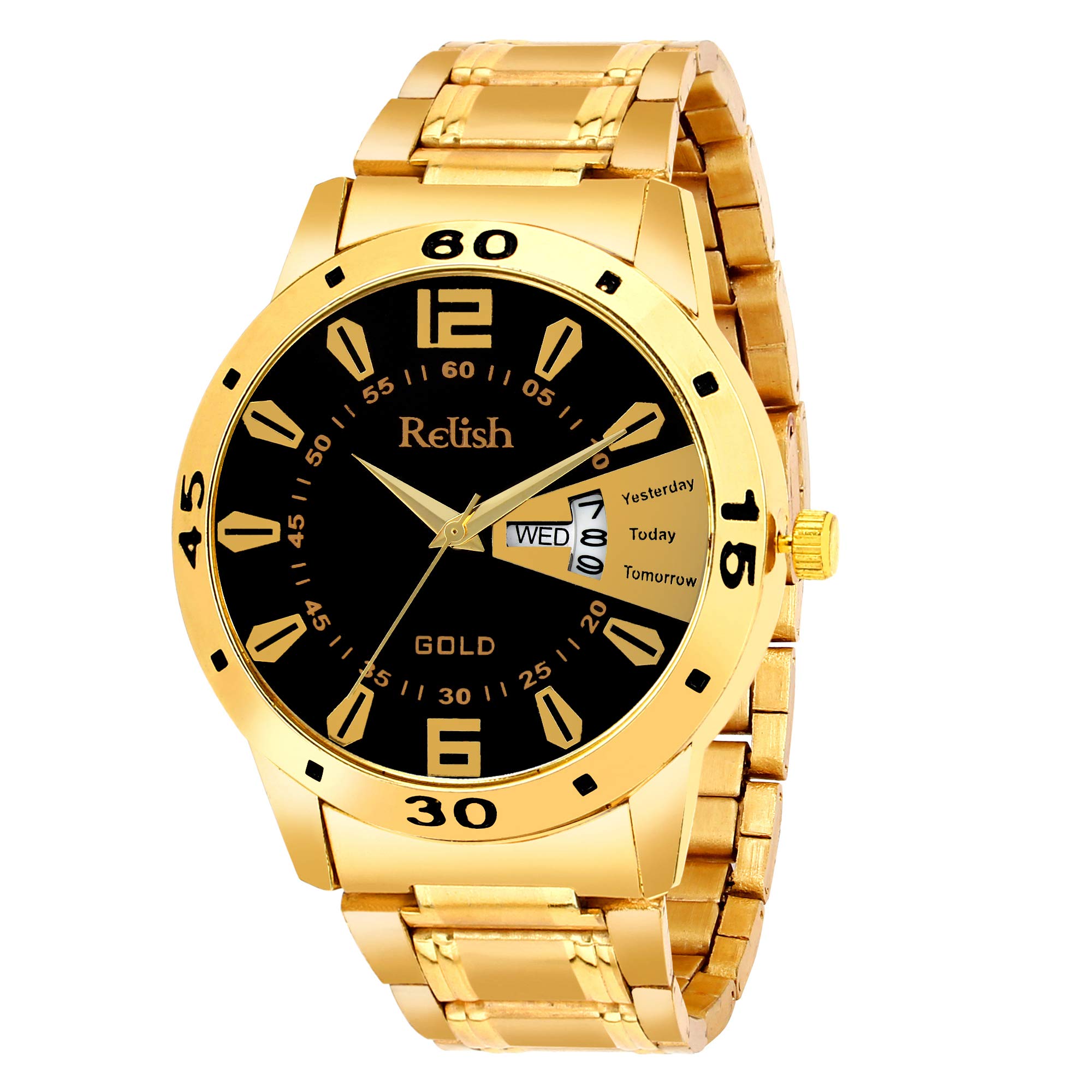 Relish Analogue Mens Watch (Multicolour Dial Gold Colored Strap) (B07S5QCX5P) Amazon Price History, Amazon Price Tracker