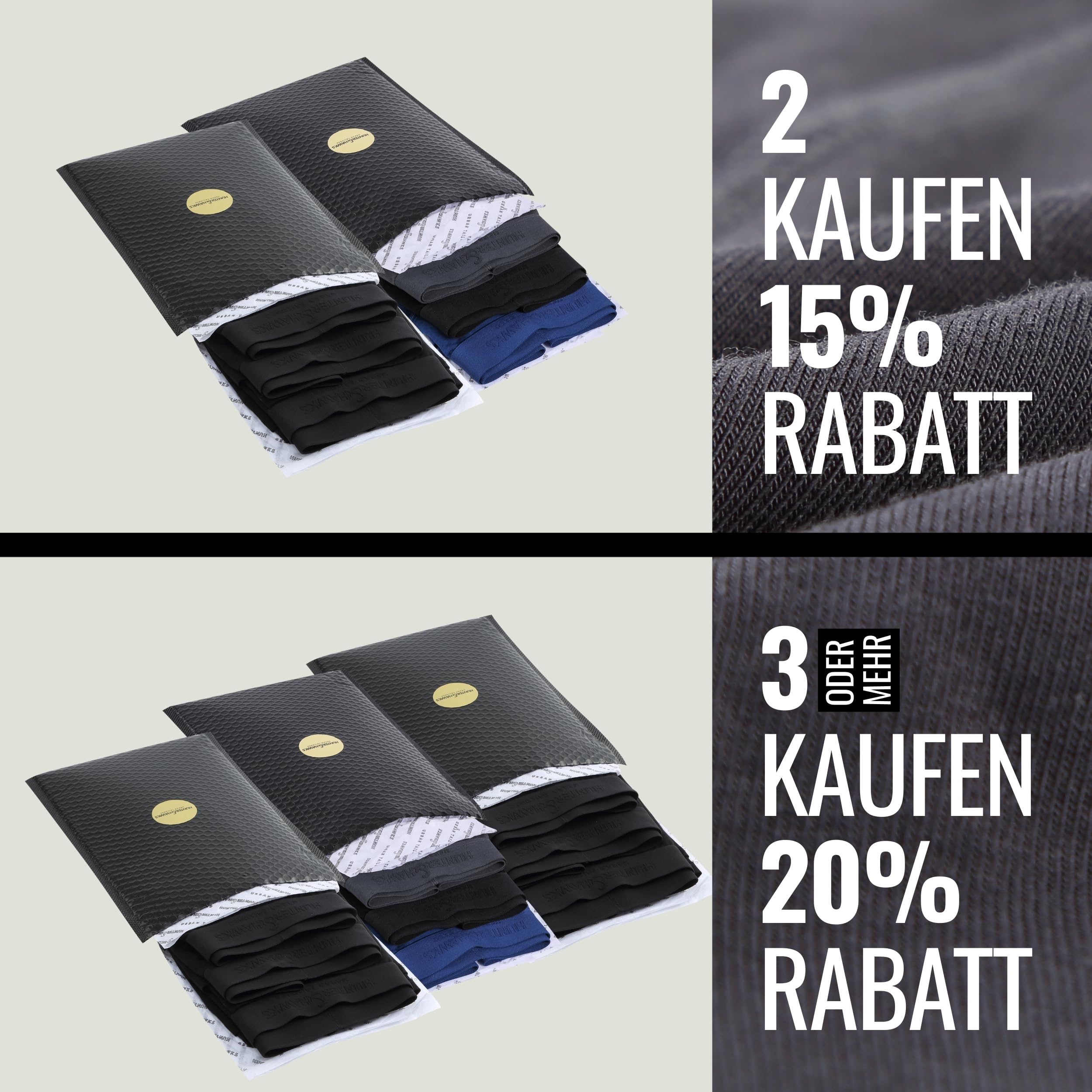 Hunter&Hawks Boxershorts Herren 3er Pack Bambus | Antibakteriell & Atmungsaktiv Unterhosen | Weiche Unterwäsche Boxer | Cool Dry Trunks | Anti-Reibung | Größen S-6XL