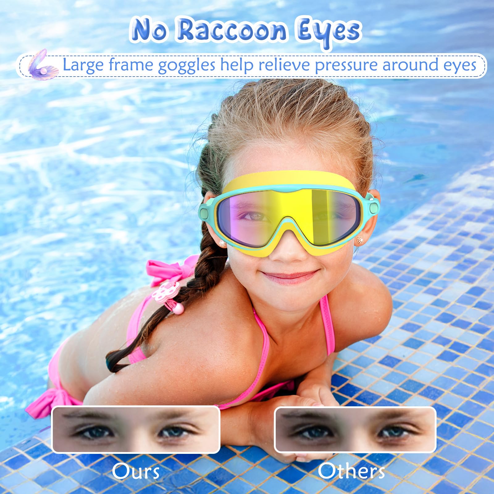 VegoVia Kinder-Schwimmbrille, Anti-Beschlag, UV-Schutz, Weitsicht, Schwimmbrille für Kinder von 3–15 Jahren, Jungen, Mädchen, Kleinkinder, 2 Stück