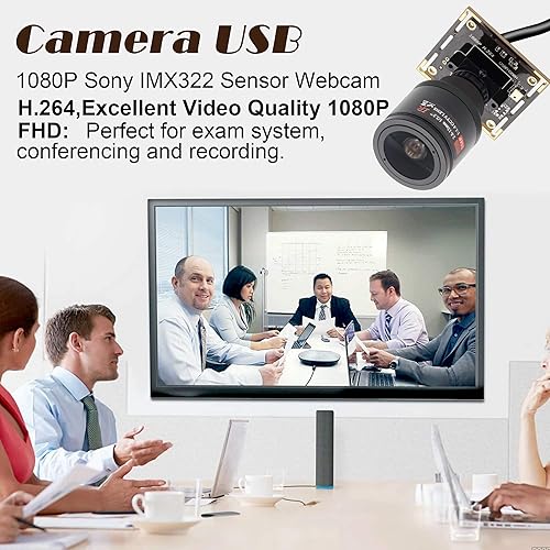 Miniatura 16 de Cámara web 1080P 0.197-1.969 in Lente Varifocal Cámara USB HD 2MP 0.01Lux Iluminación baja IMX322/IMX323 Sensor Industrial Cámara H.264 Cámara web