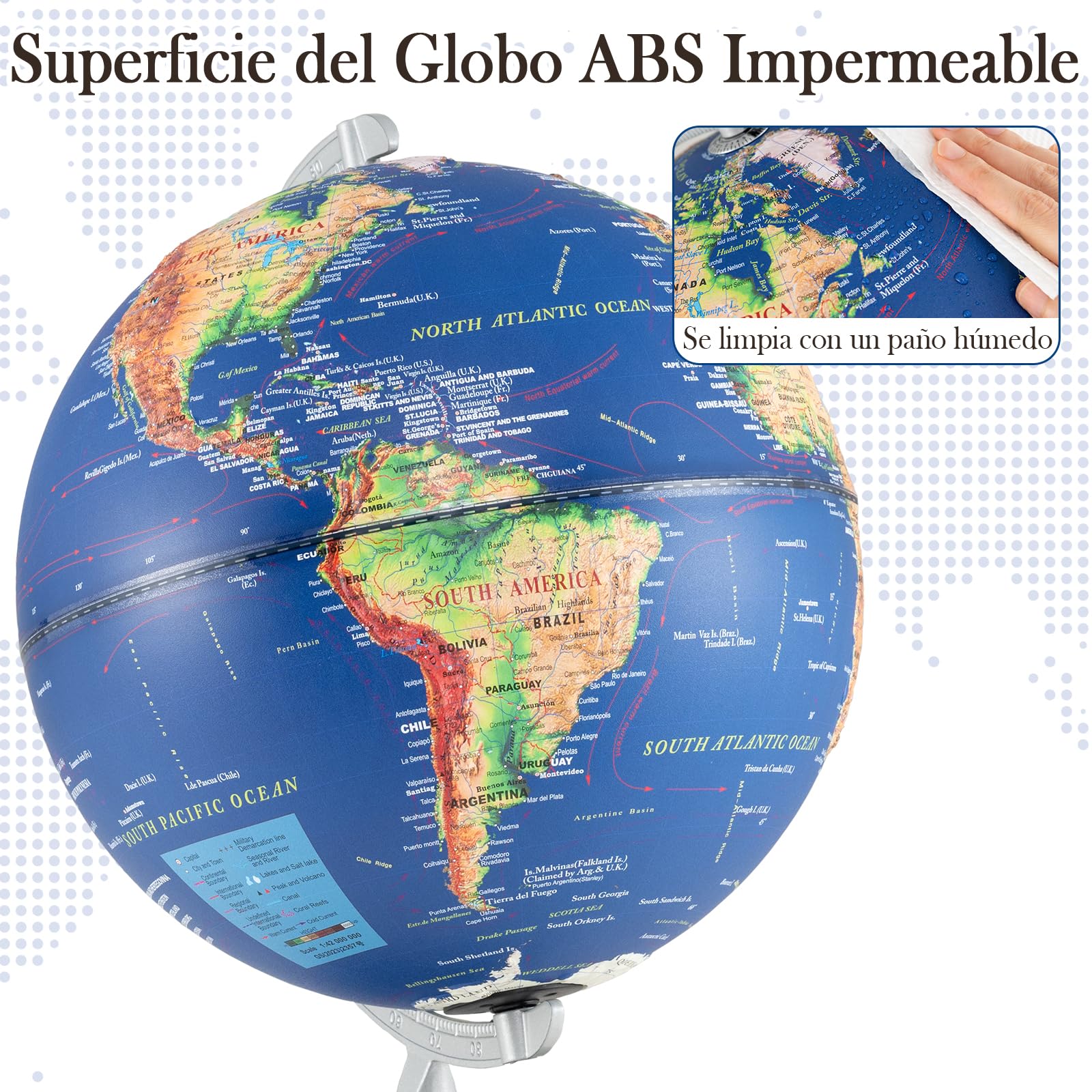 GIANTEX Globo Terráqueo Iluminado 30 cm, Mapa en Inglés, Bola del Mundo Giratoria con Base de Madera, Decoración Educativa, Globo Terrestre para Niños y Adolescentes