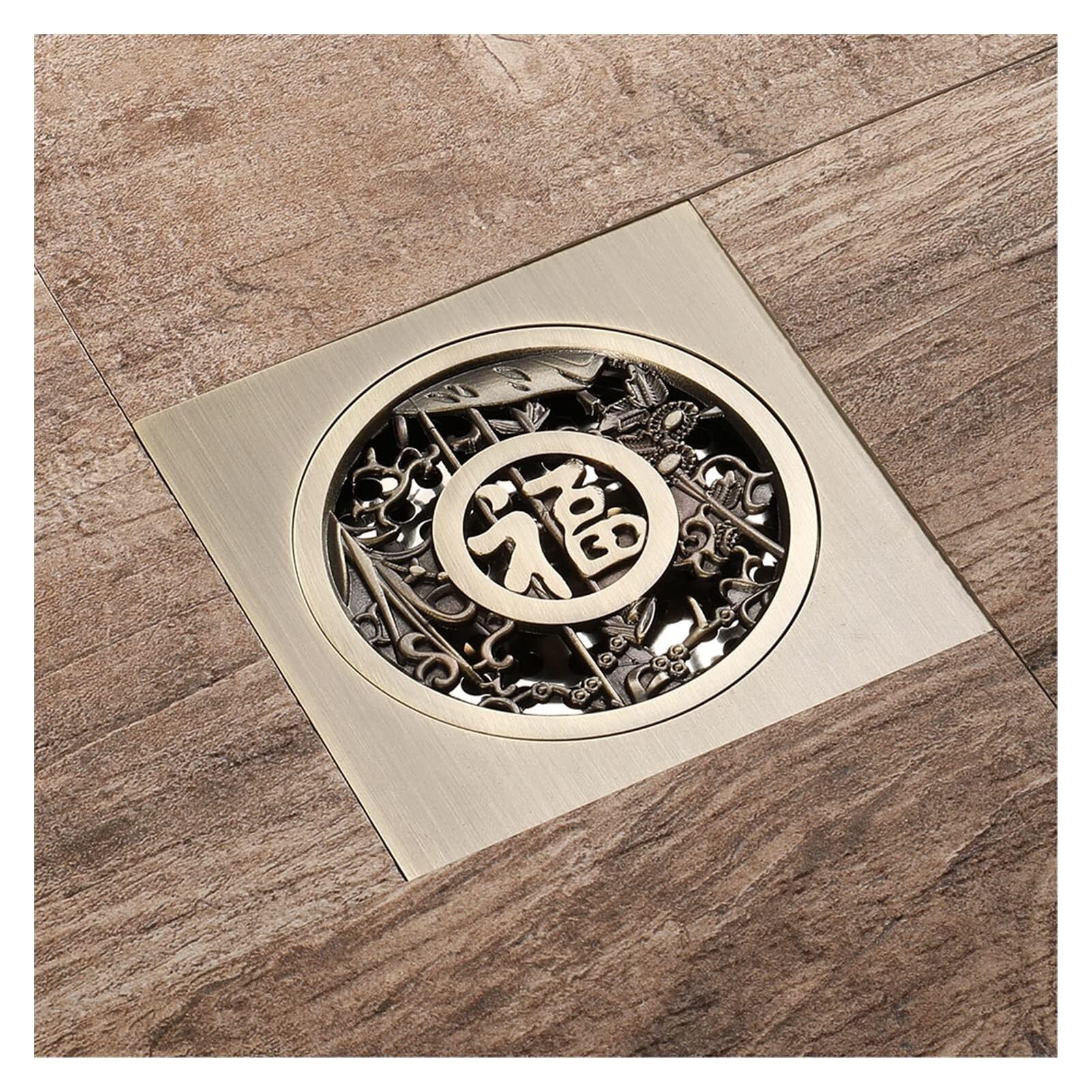 Floor Drain Floor Drain Cover Bathroom Square 10cm Antique Bronze Shower Brushed 4 Inches Gravity Flushing Balcony Drainage Drains(6)