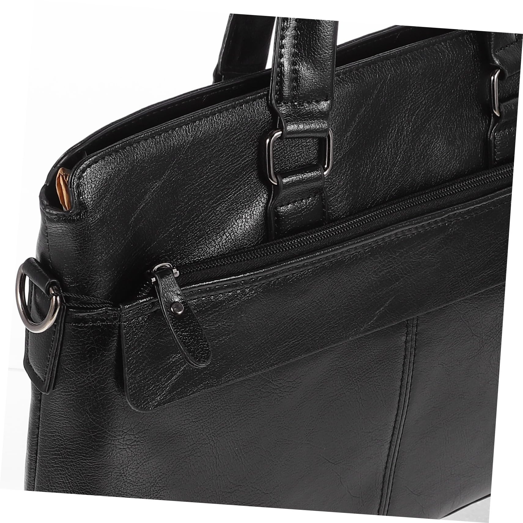 Maletín de Piel Sintética Negro para Ordenador Portátil Doble Asa y Múltiples Formas de Llevar, Bolso Bandolera Adecuado para Negocios y Viajes
