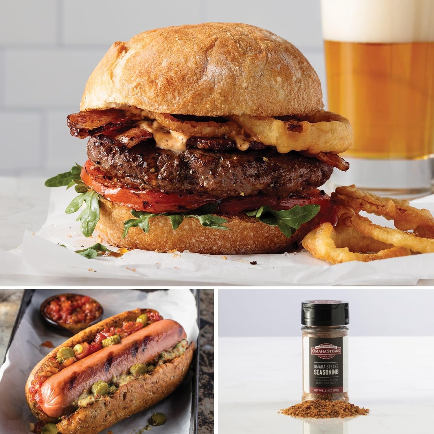 Amazon.com: Omaha Steaks Burgers and Franks Flight (16 Steak Burgers ...
